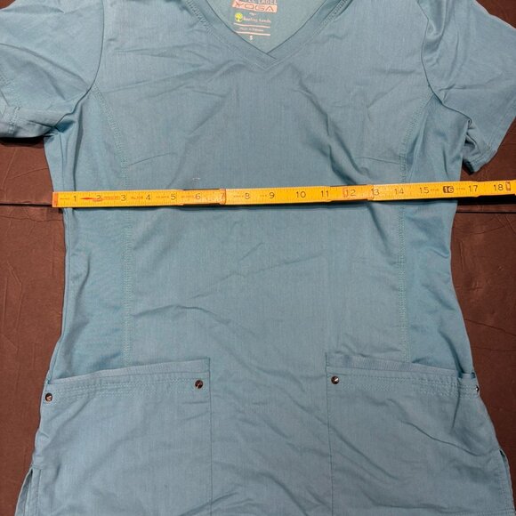 Healing Hands- Purple Label Yoga- Scrub Top – Size S, Turquoise/Blue, Stretch - Picture 4 of 5